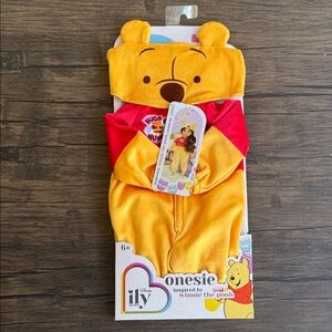 Disney Winnie the Pooh Hooded Onesie in Yellow and Red